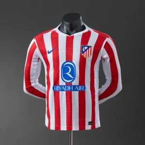 2025/2026 Player Long Sleeve Atletico Madrid Home Jersey