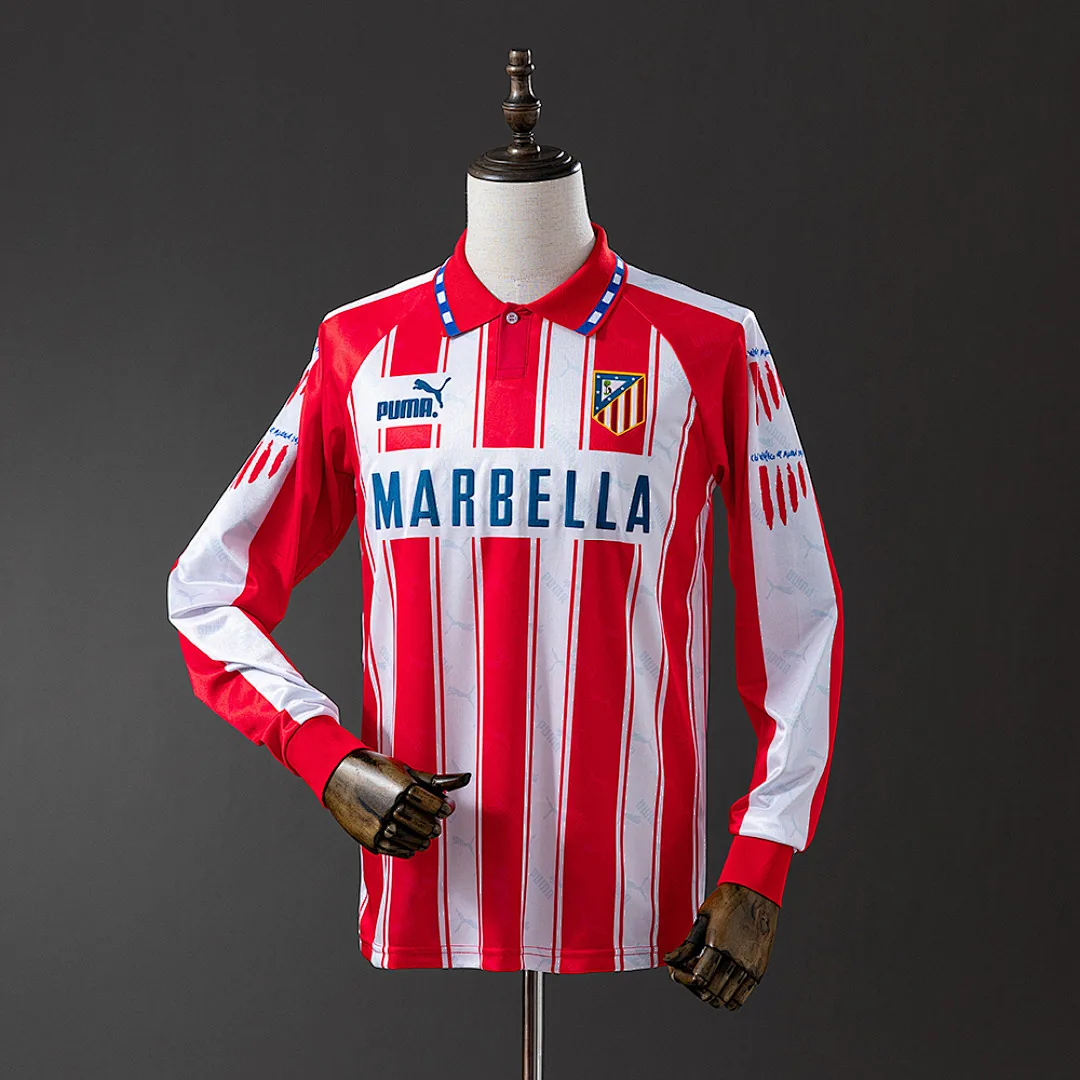 Atletico Madrid 1994/1995 Home Long Sleeve Retro Jersey