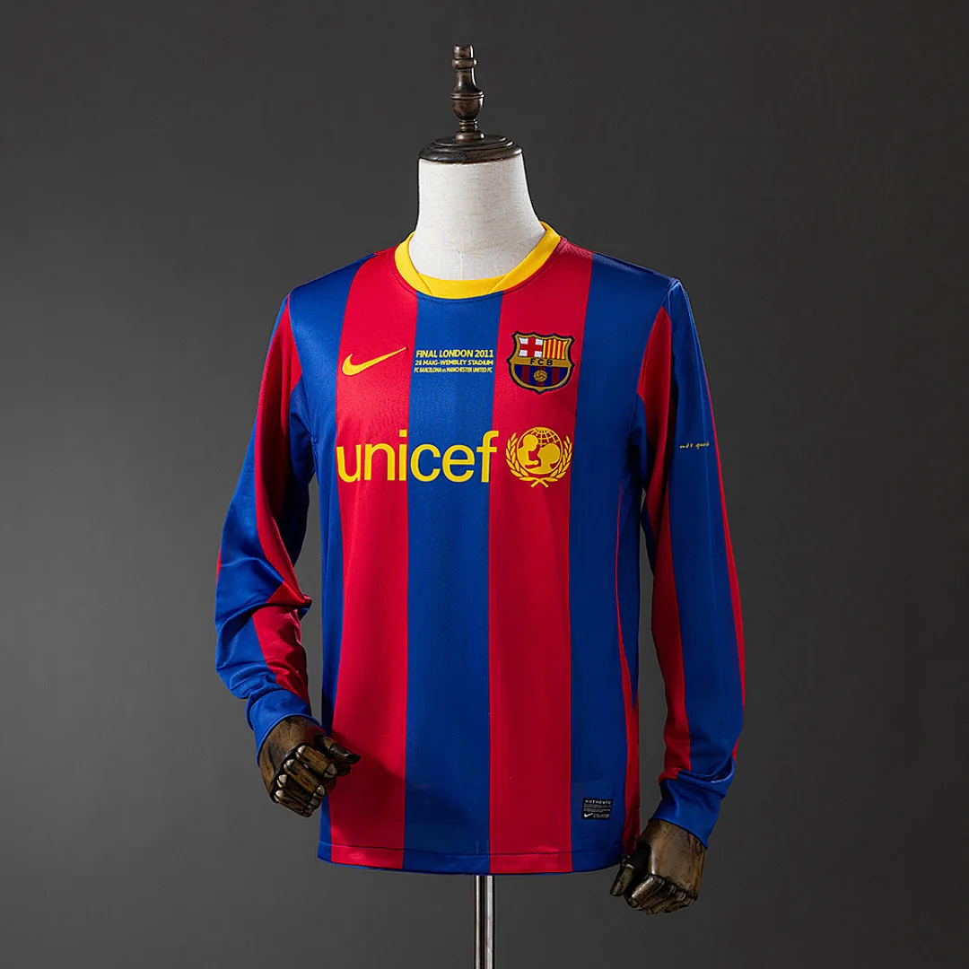 Barcelona 2010/11 Home Champions League Edition Long Sleeve Retro Jersey