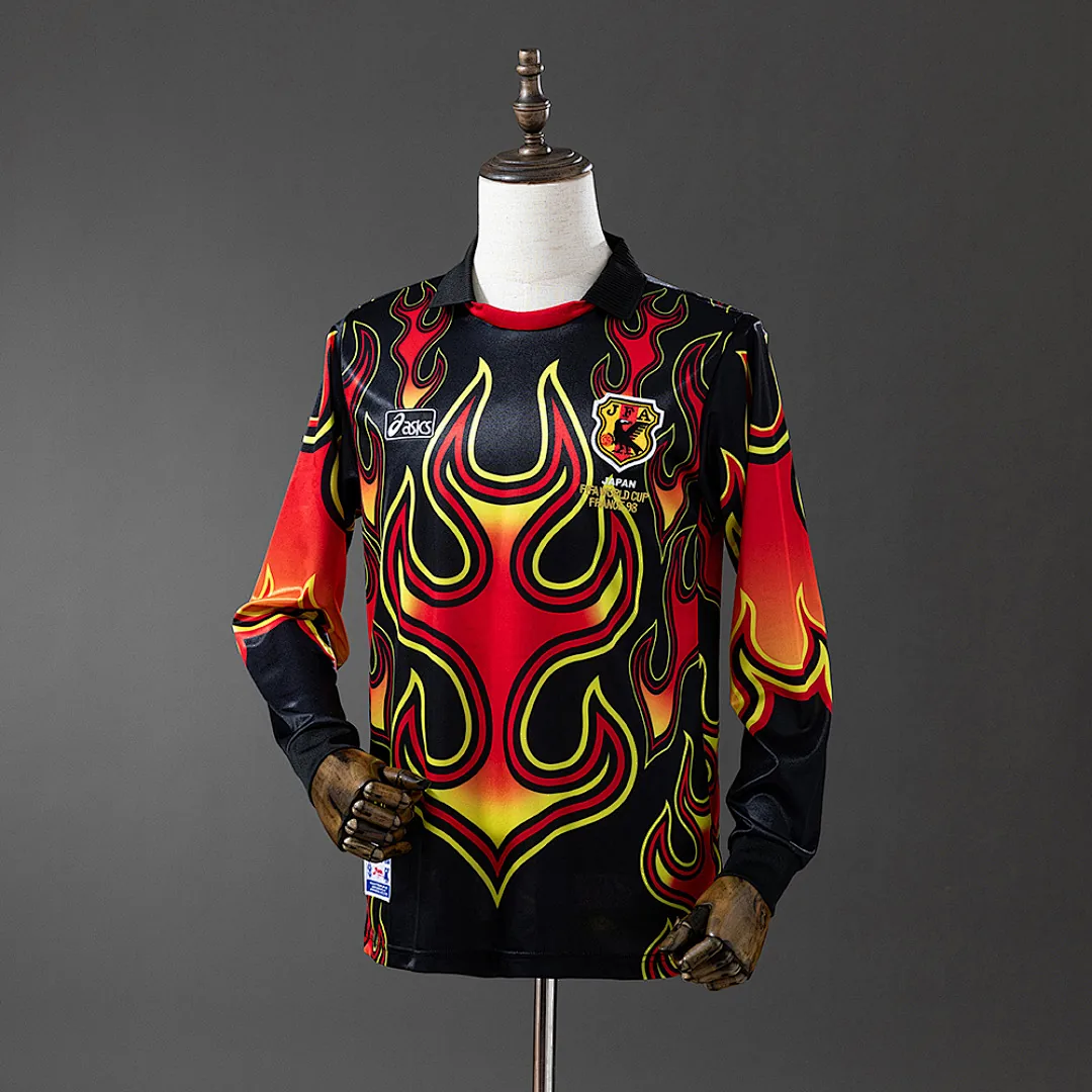 Japan 1998 Goalkeeper Black Fireworks Long Sleeve Retro Jersey