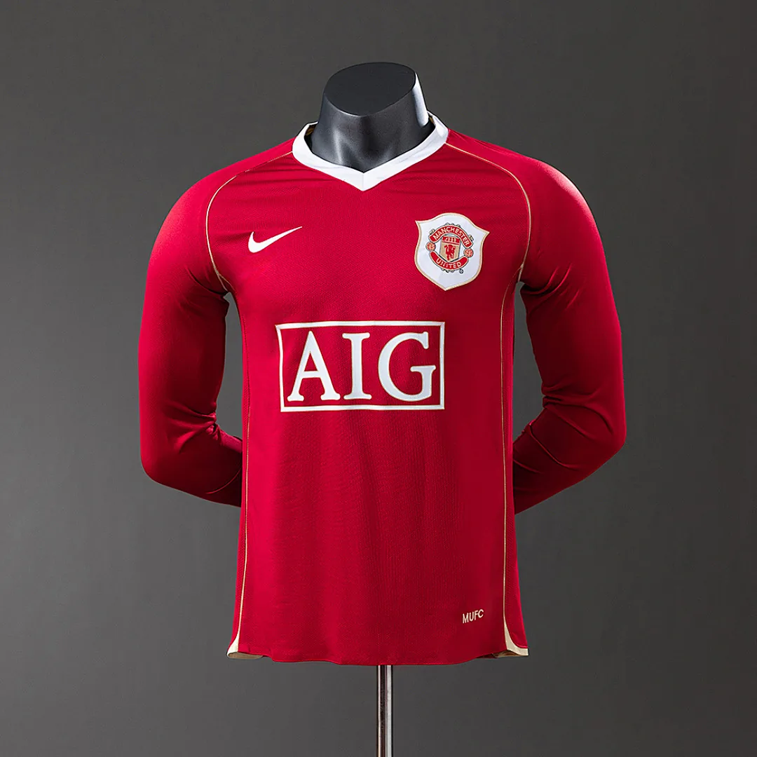 Manchester United 2006/2007 Home Long Sleeve Player Version Retro Jersey