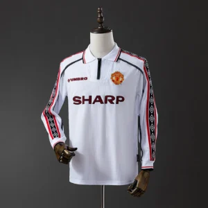 Manchester United 1998/1999 White Long Sleeve Retro Jersey