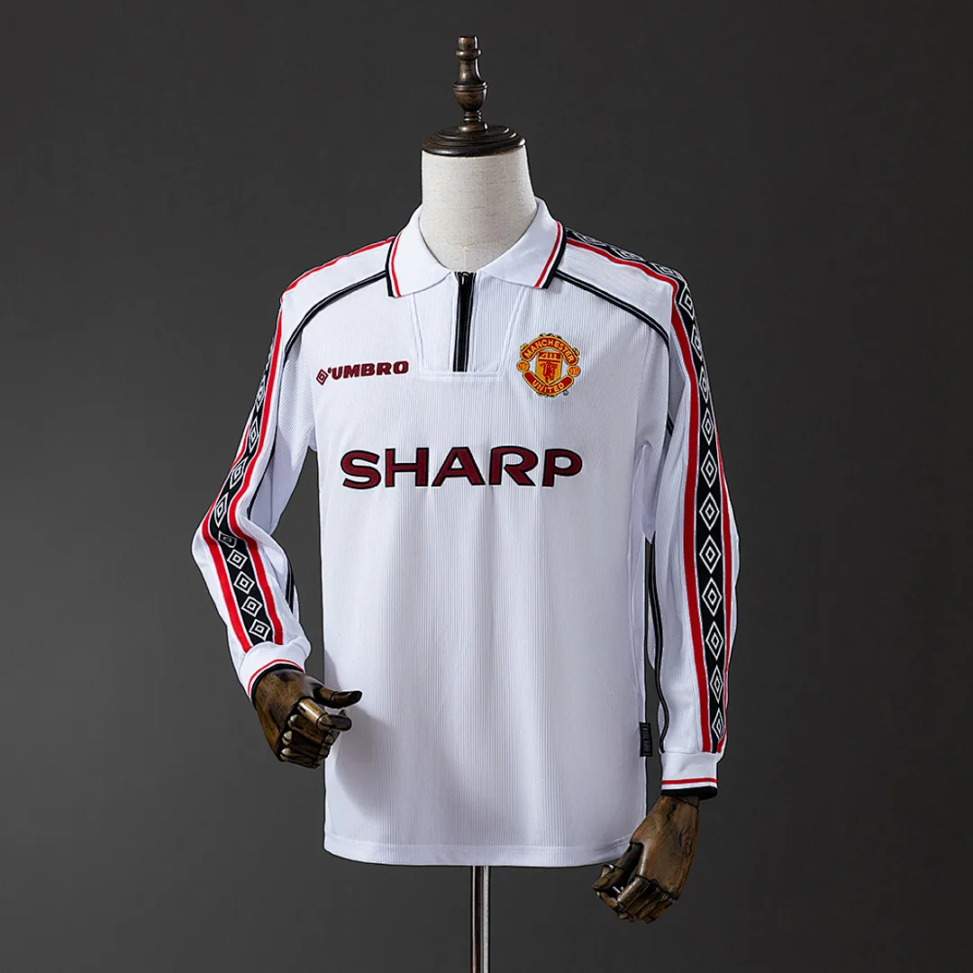Manchester United 1998/1999 White Long Sleeve Retro Jersey