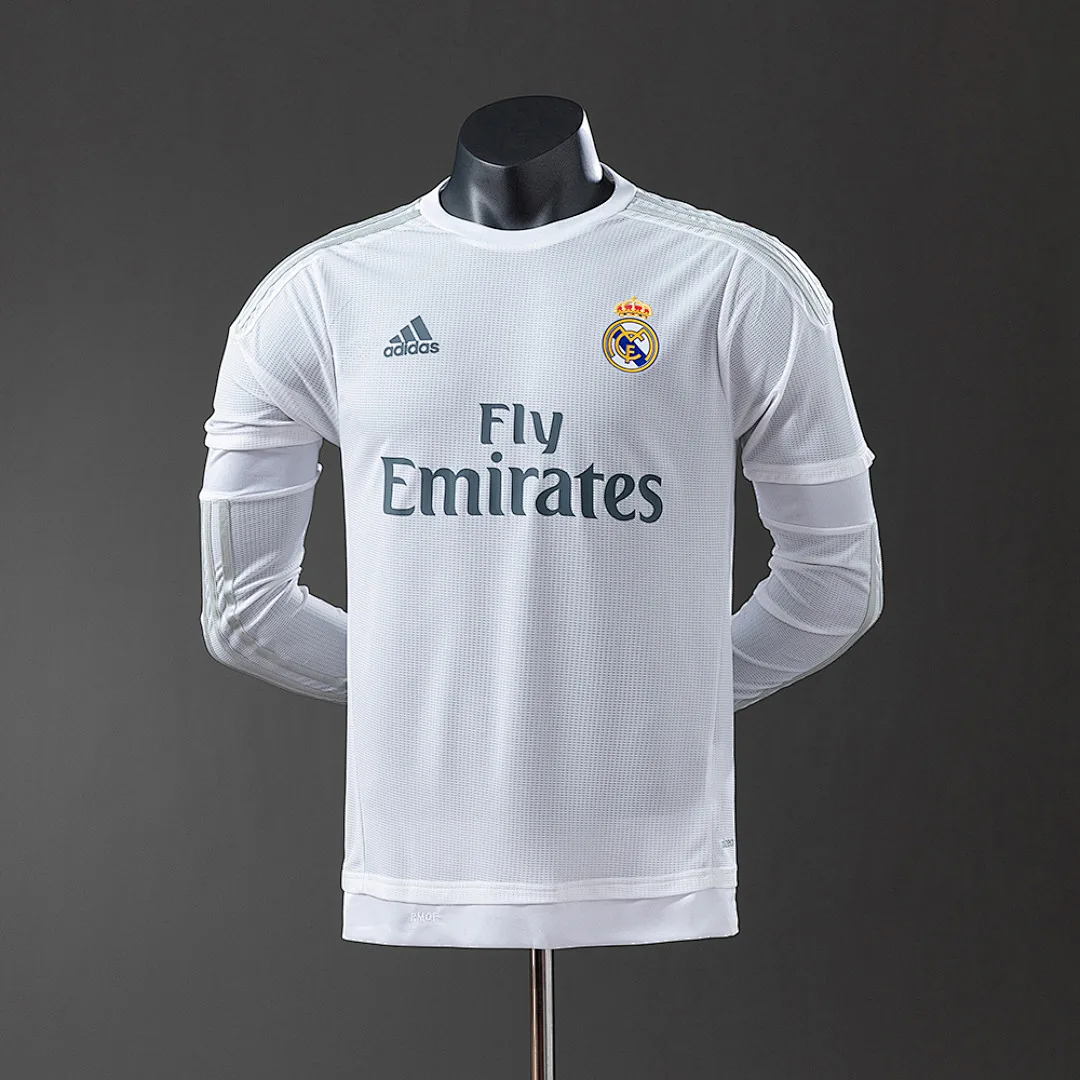 Real Madrid 2015/2016 Home Long Sleeve Player Version Retro Jersey