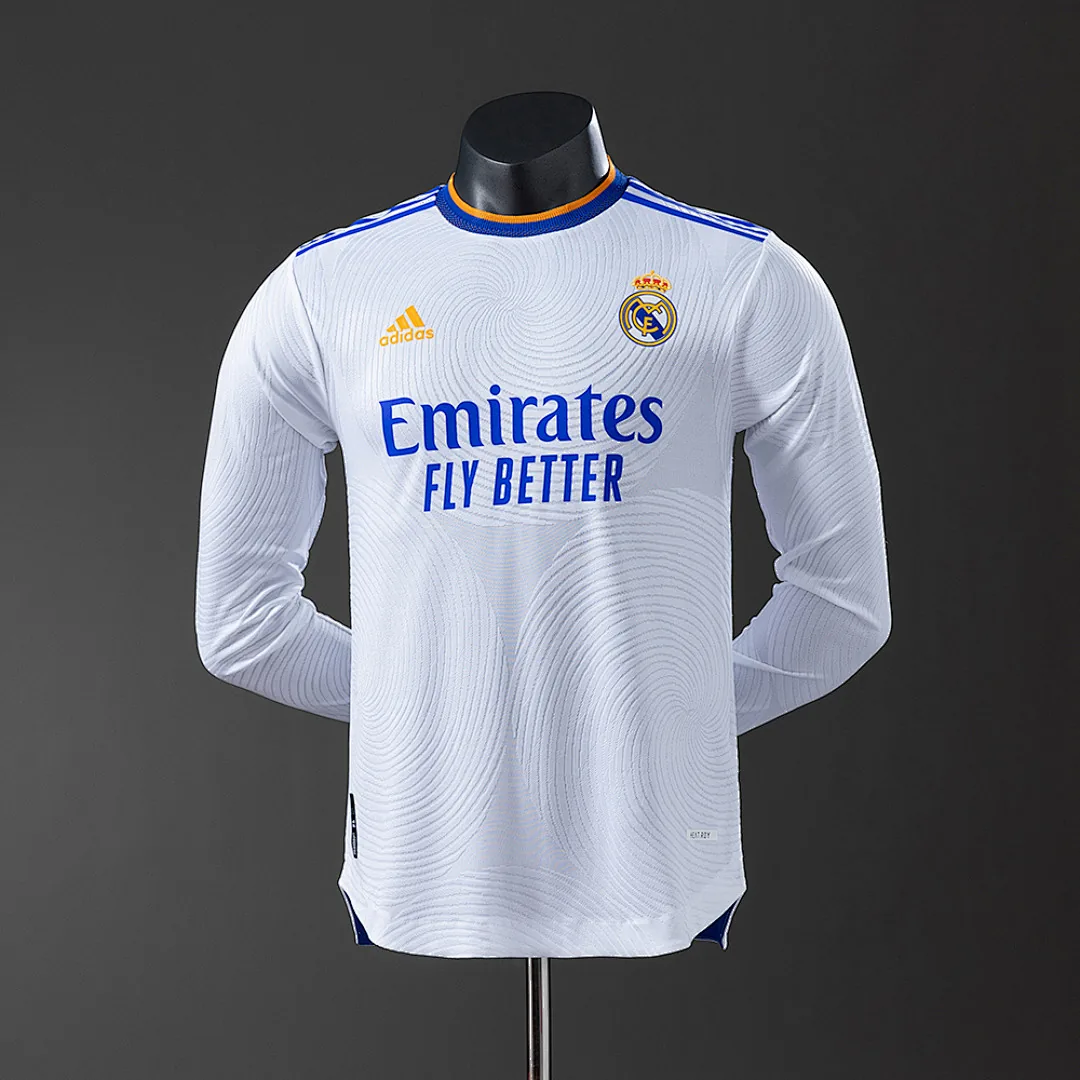 Real Madrid 2021/2022 Home Long Sleeve Player Version Retro Jersey