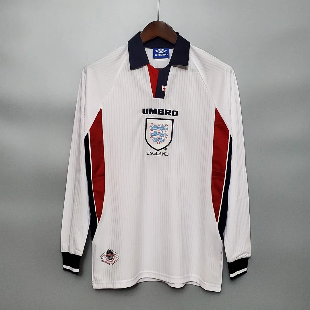 Retro Long Sleeve 1998 England Home Jersey
