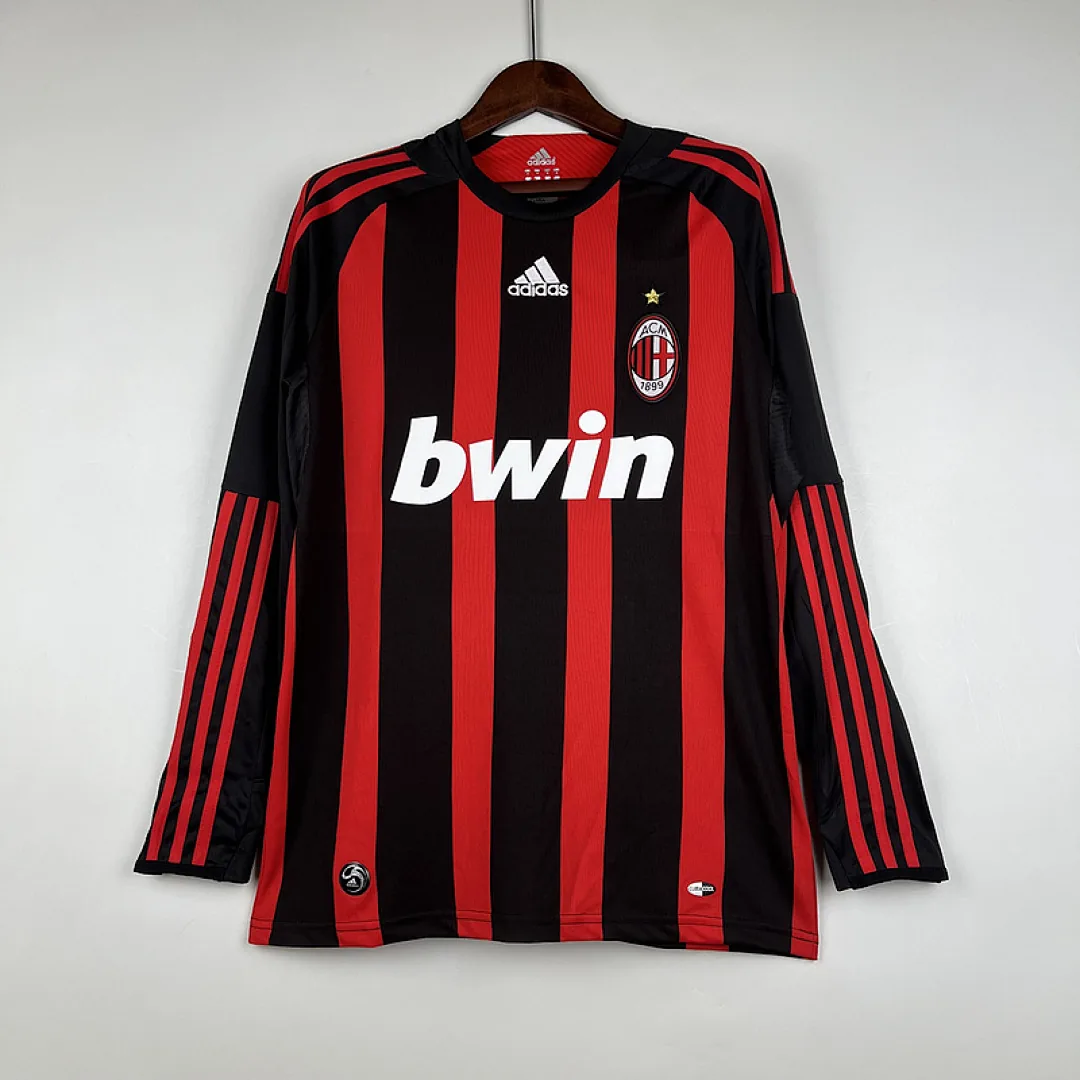Retro Long Sleeve AC Milan 2008/2009 Home Jersey
