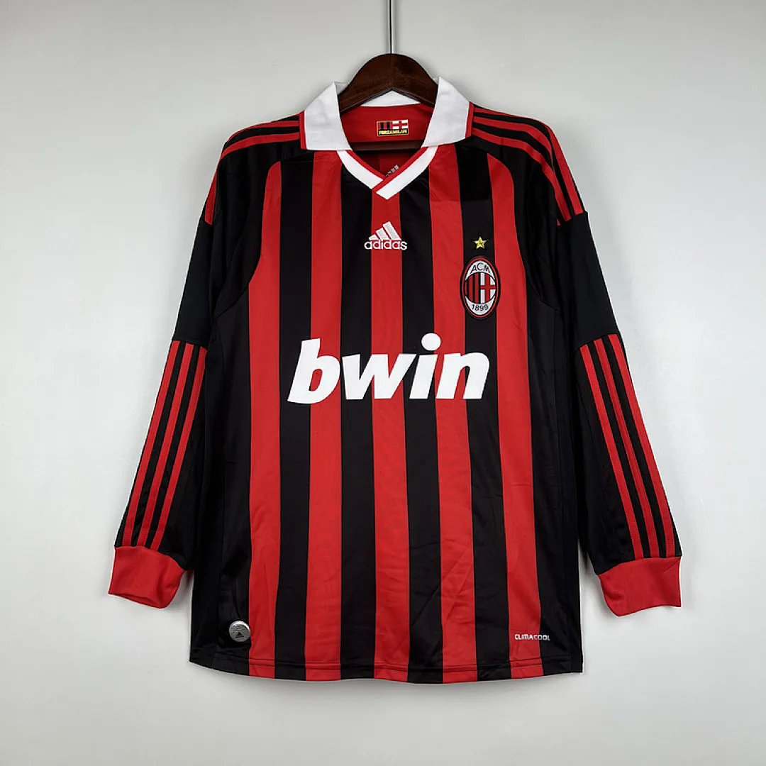 Retro Long Sleeve AC Milan 2009/2010 Home Jersey