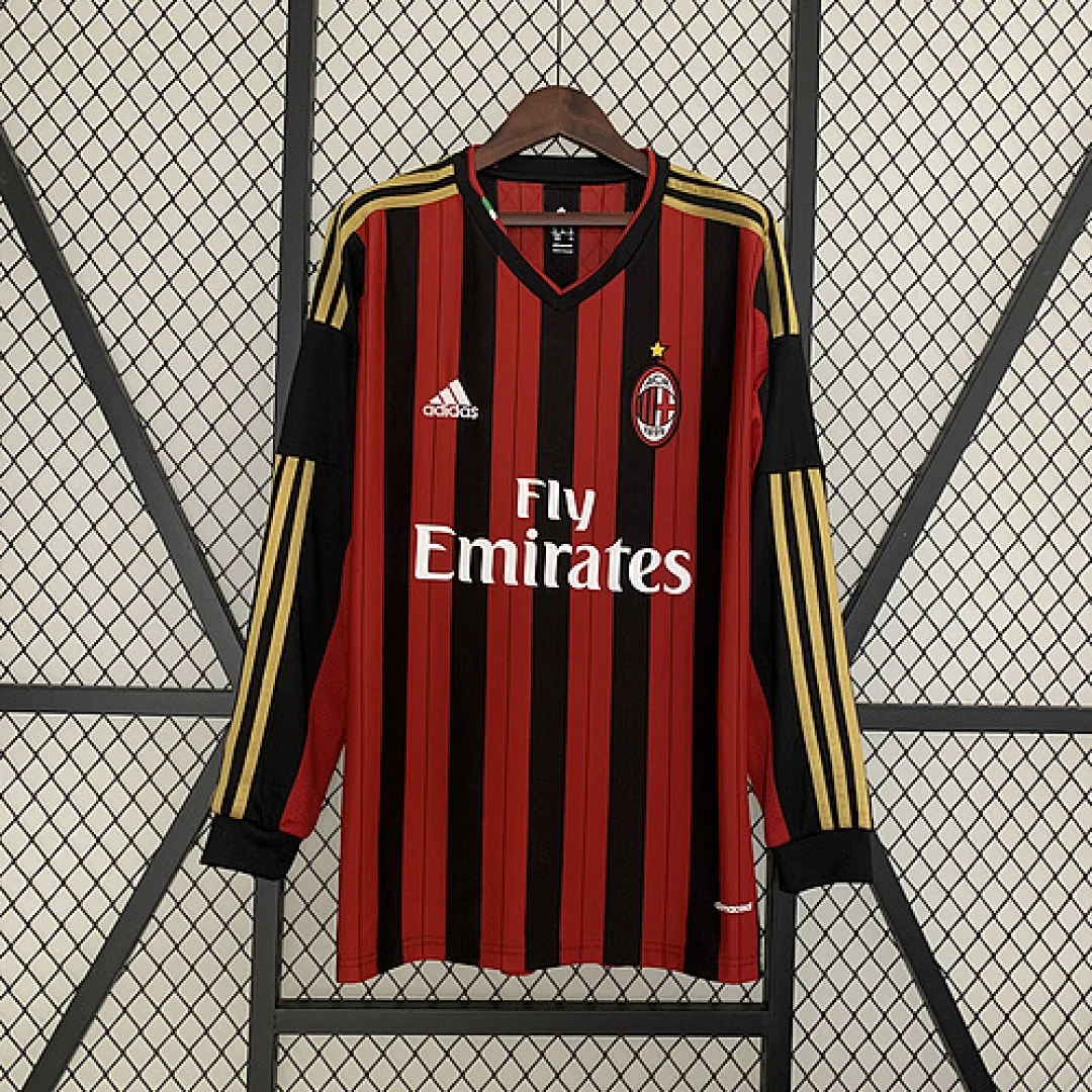 Retro Long Sleeve AC2013/2014 Milan Home Jersey