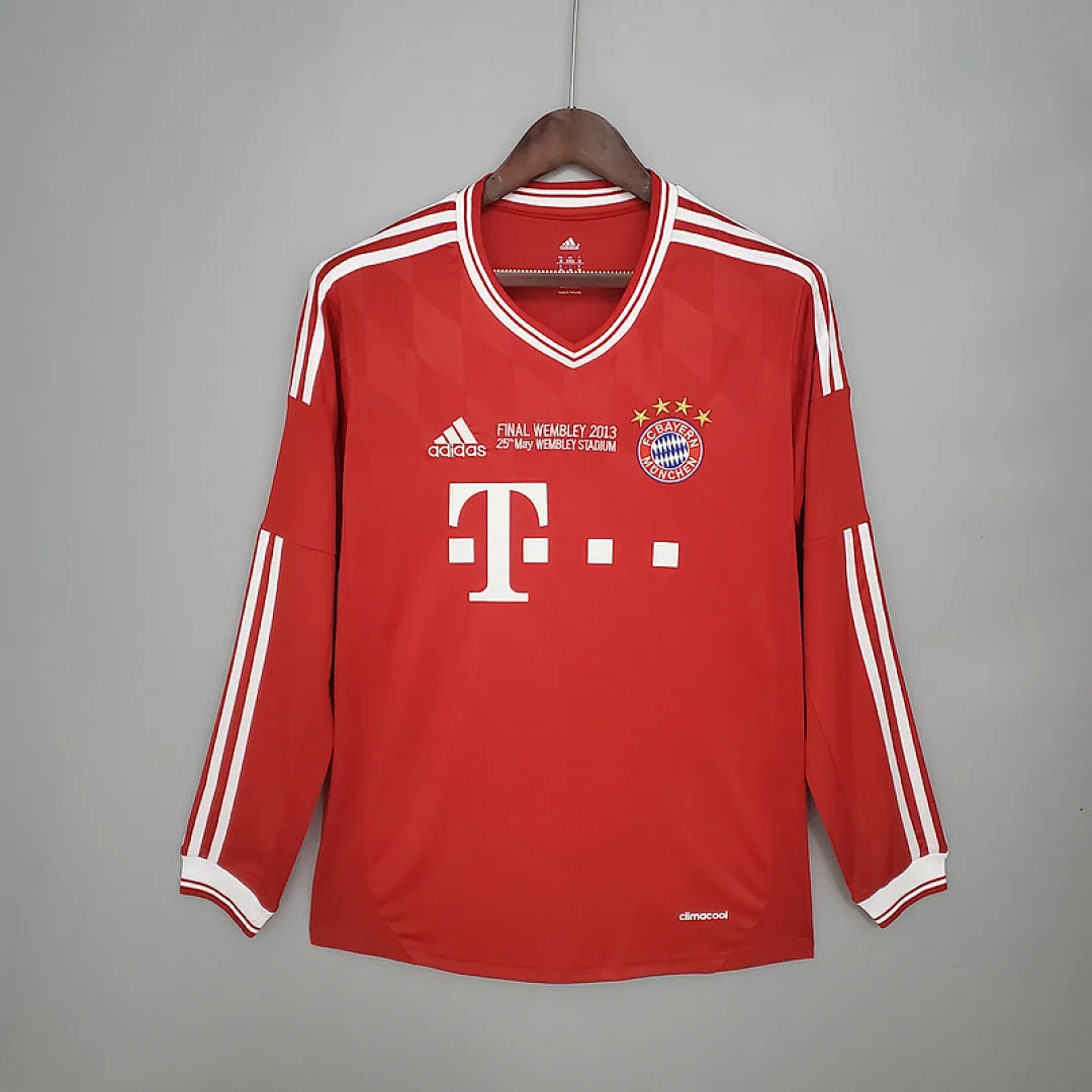 Retro Long Sleeve Bayern Munich 2013/2014 Champions League Home Jersey