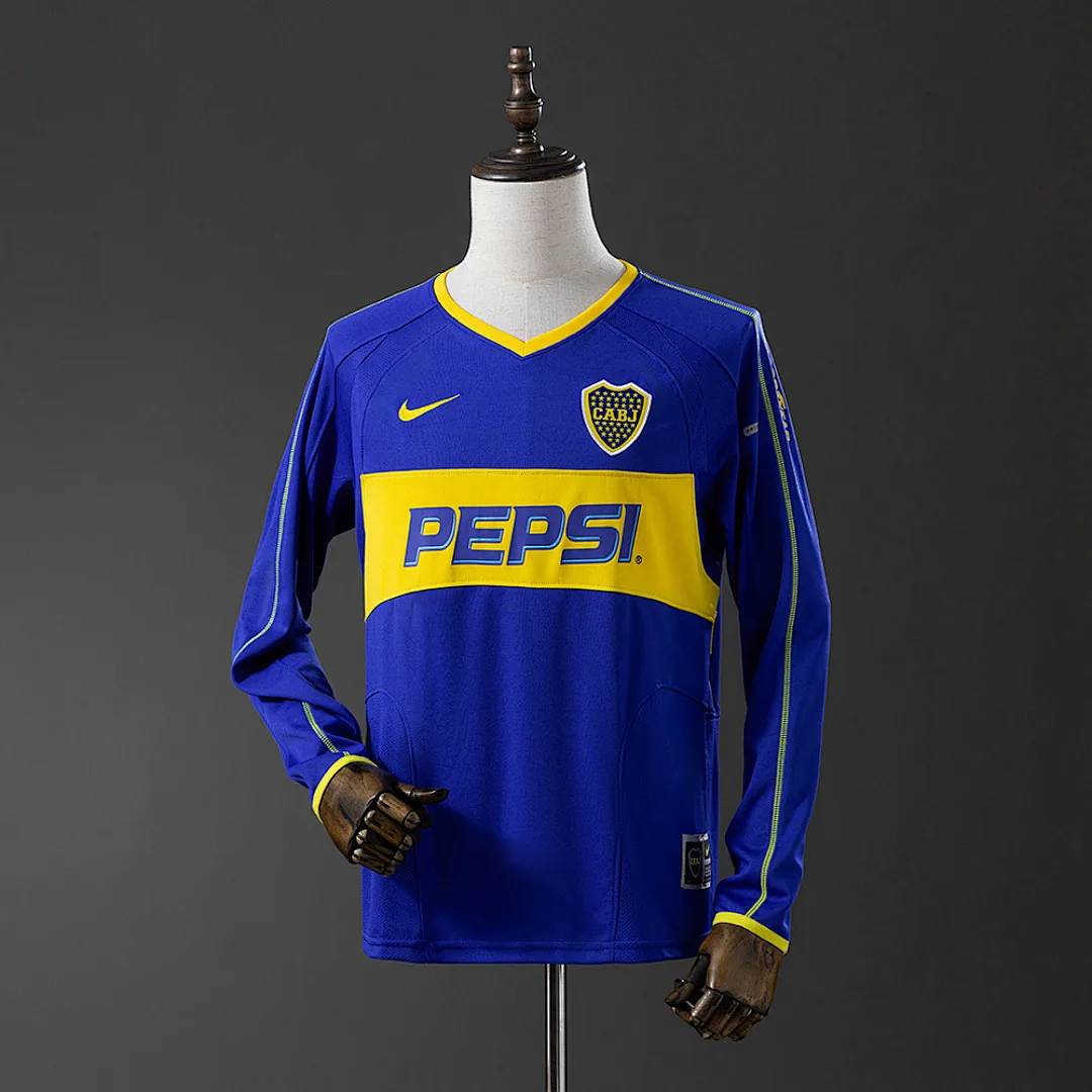Retro Long Sleeve Boca Juniors 2003/2004 Home Jersey