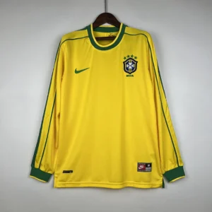 Retro Long Sleeve Brazil 1998 Home Jersey