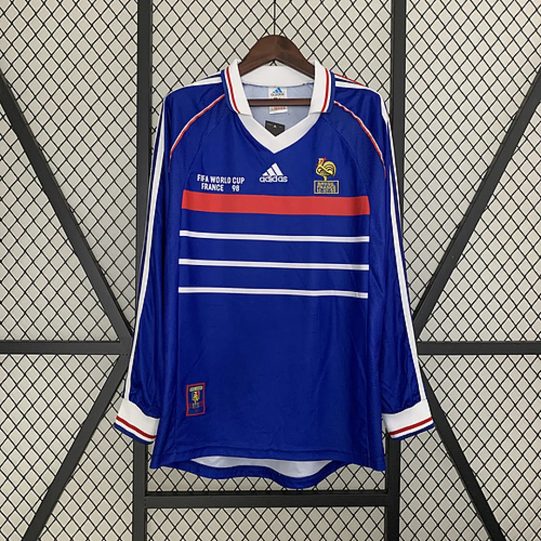 Retro Long Sleeve France 1998 Home Jersey