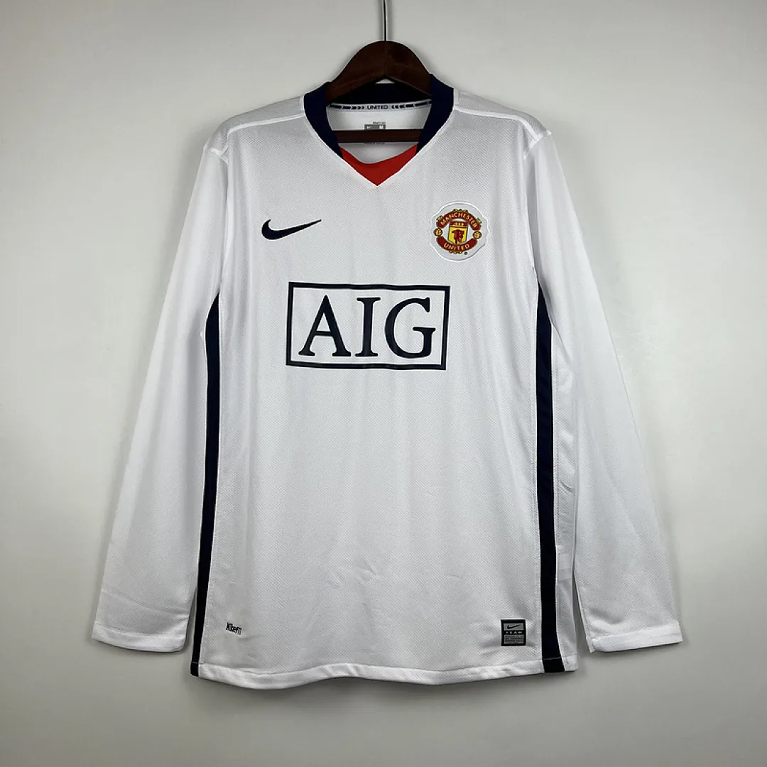 Retro Long Sleeve Manchester united 2007/2008 White Jersey