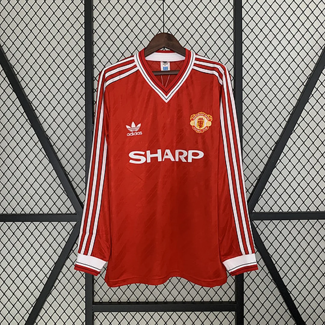 Retro Long Sleeve Manchester united 1986/1988 Home Jersey