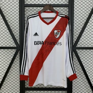 Retro Long Sleeve River Plate 2013/2014 Home Jersey
