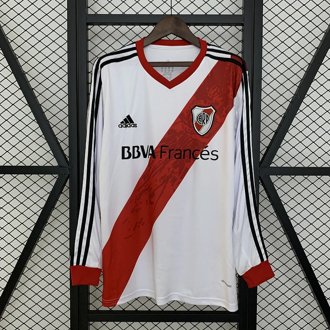 Retro Long Sleeve River Plate 2013/2014 Home Jersey