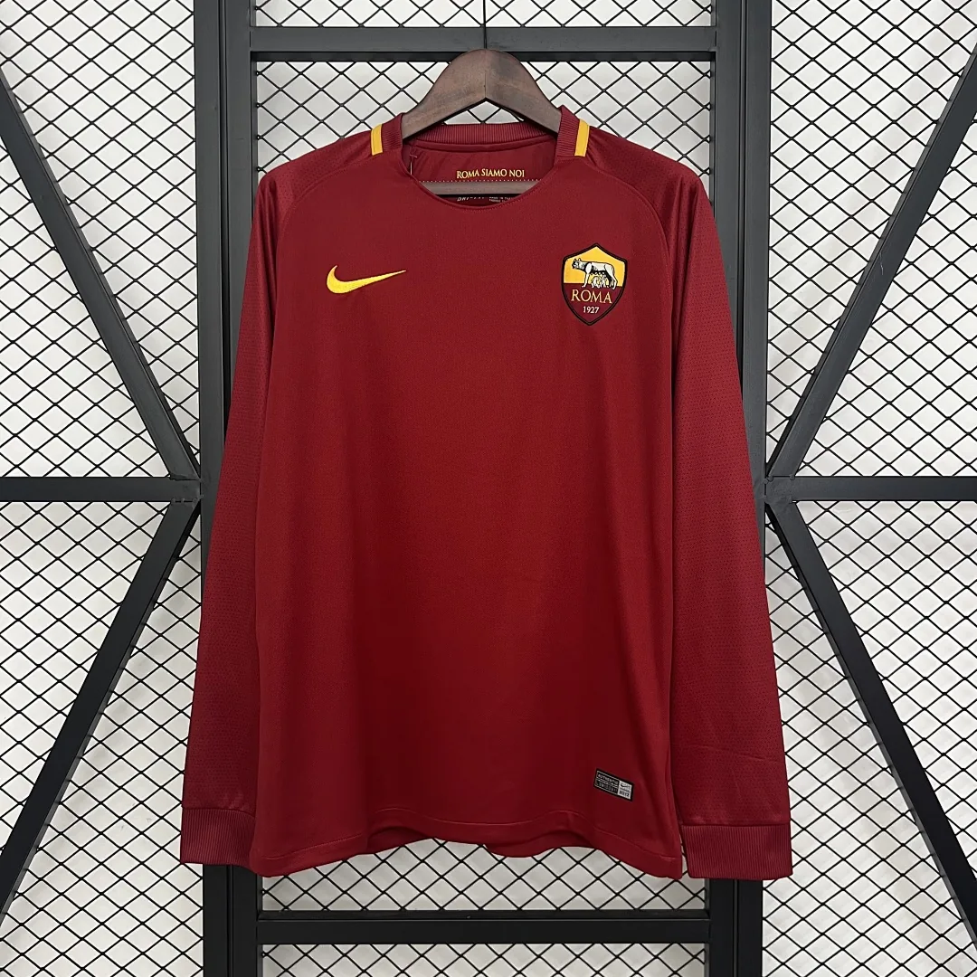 Retro Long Sleeve Roma 2017/2018 Home Jersey