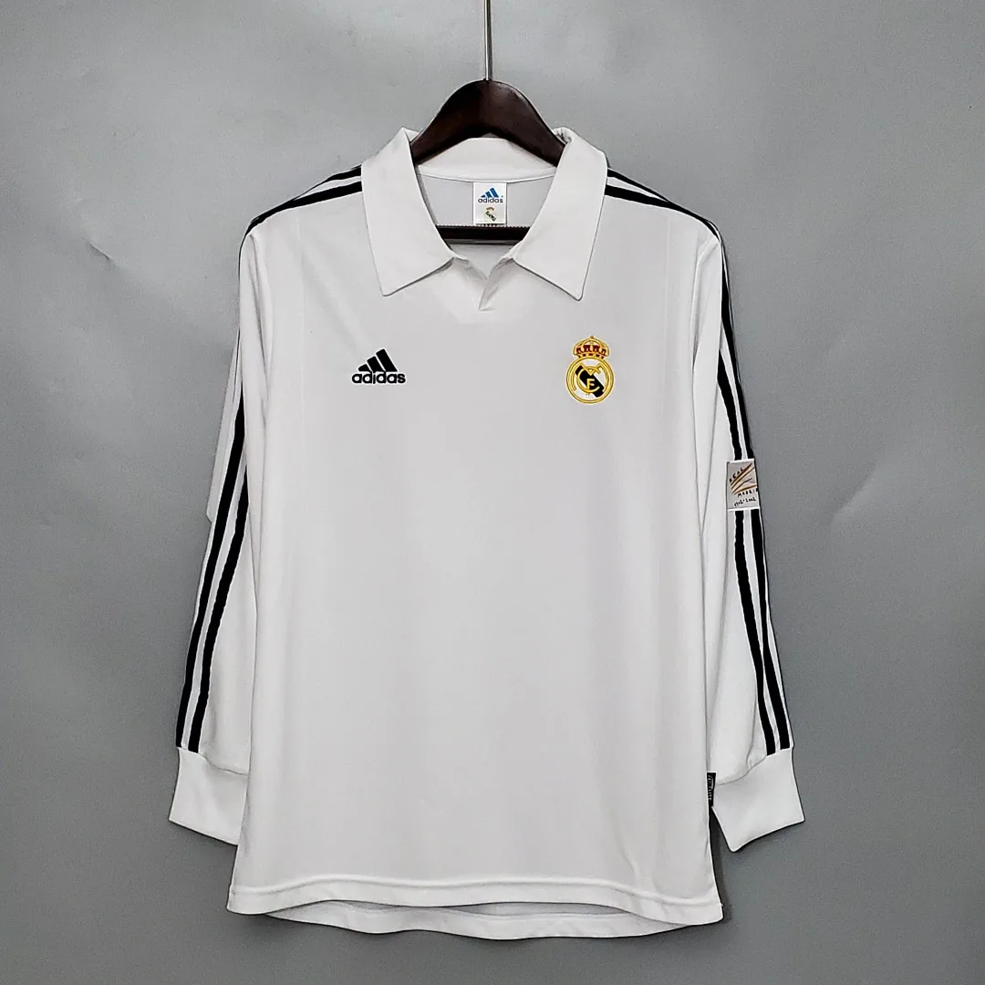 Retro Long Sleeve 2002 Real Madrid Home Jersey