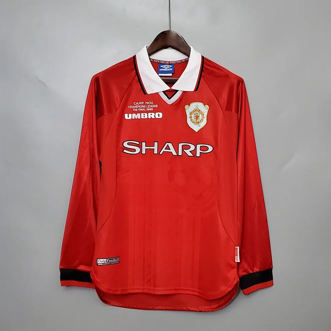 Retro Long Sleeve 1999/2000 Manchester United Champions League version Home Jersey